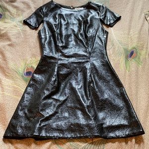 Vintage vegan leather black cocktail dress, size 2